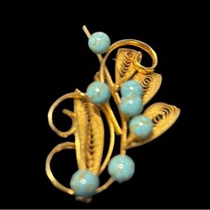 Antique Edwardian Style Pin Brooch on Gold—tone